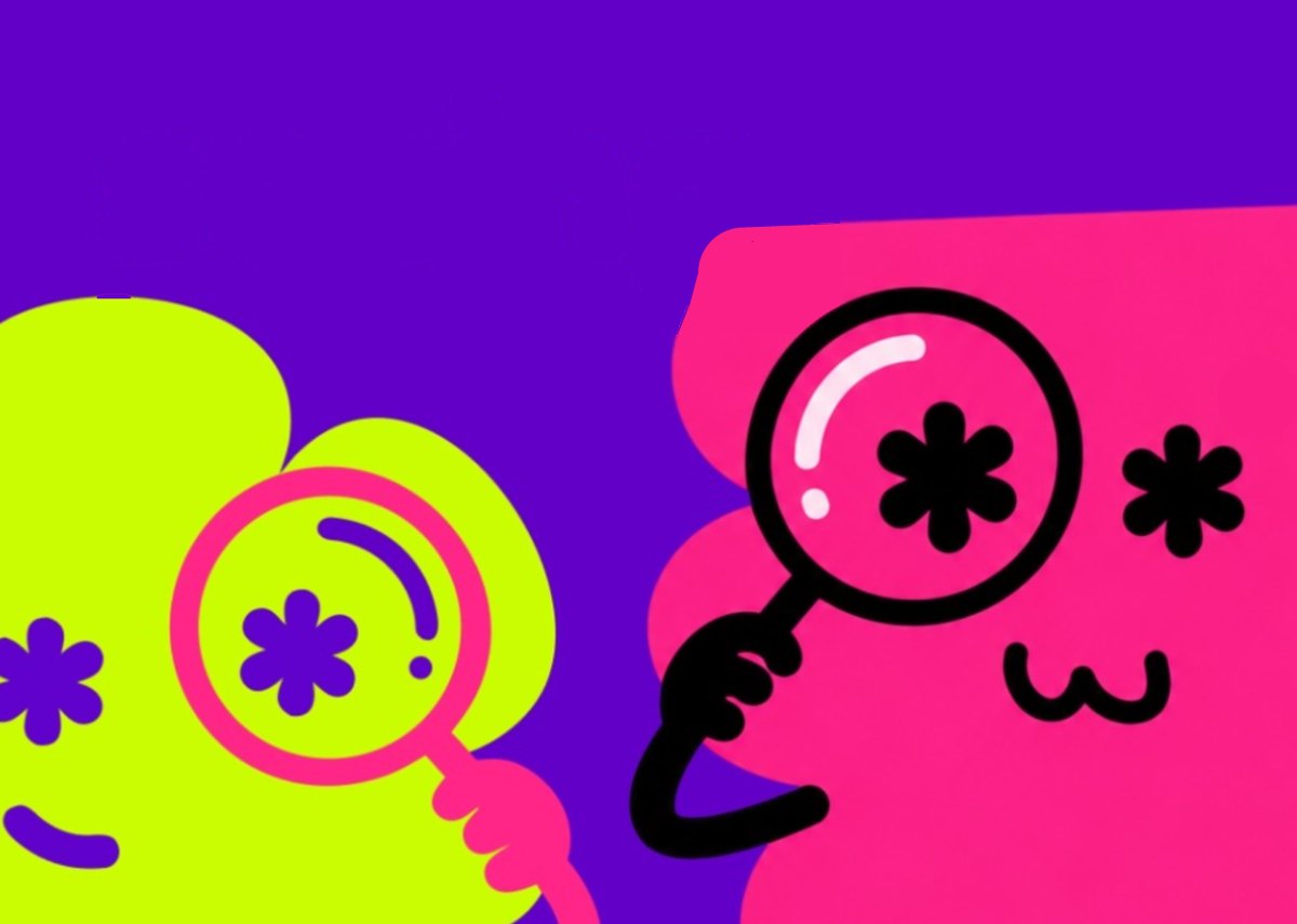 Two EverybodyKnowsYou characters looking through magnifying glasses